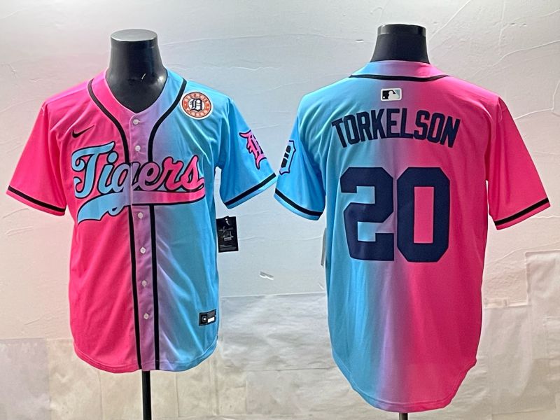 Men 2025 Detroit Tigers #20 Torkelson Blue pink Game Nike MLB Jersey style 06->detroit tigers->MLB Jersey